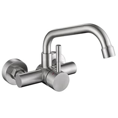 Tondiy Robinet de Cuisine Mural, Mitigeur Mural Rotatif à 360°, Distance des Trous d'eau Chaude et Froide 110mm, Mitigeur Cuisine Encastré en Acier Inoxydable 304, Aérateur Démontable, Brossé