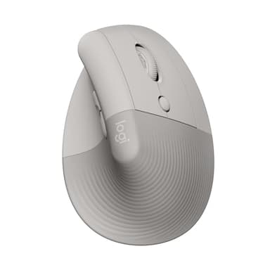 Logitech Lift Souris Ergonomique Verticale, sans Fil, Bluetooth ou récepteur USB Logi Bolt, Silencieuse, 4 Boutons, Compatible avec Windows/macOS/iPadOS, Ordinateur Portable, PC - Sable