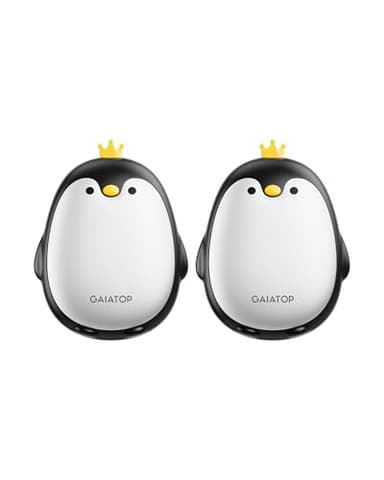 Chauffe-mains magnétiques rechargeables Gaiatop, lot de 2, 3 réglages, format de poche, motif pingouin mignon, chauffe-mains rapide, chauffage électrique portable réutilisable pour le camping, la chas