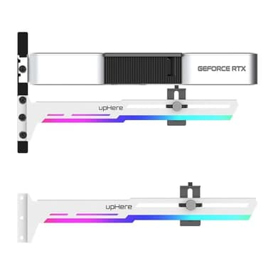 upHere Gaming Support Carte Graphique,GPU ARGB LED Sync Ajustable Selon la Support Carte Graphique pour Raidisseur de Support Carte Vidéo,G276WTARGB