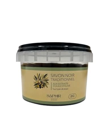 SAPHIR D'ORIENT SAVON NOIR - MAROC - SAVON BELDI - GOMMAGE - CORPS - VISAGE -PURIFIANT - EXFOLIANT - NETTOYANT - HYDRATANT - 100% NATUREL - 200g - HUILE D'OLIVE - HAMMAM -