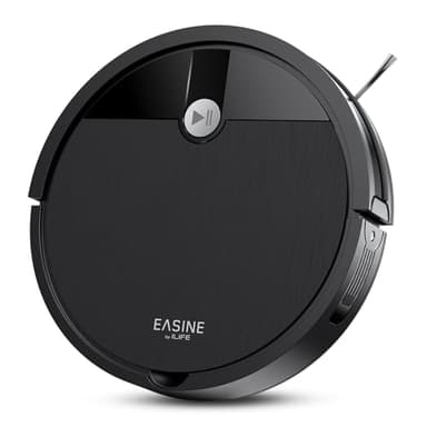 EASINE Robot Aspirateur, sans Brosse Aspirateur Laveur Robot, Aspiration Puissante, Télécommande, Recharge Auto, Mince, Silencieux, Efficace pour Poils Animaux & Sols Durs, E3