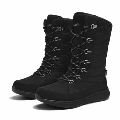 Merdoo Bottes Femme Hiver Imperméable Bottines de Neige Chaussures avec Doublure Chaude Antidérapant Winter Snow Boots Noir 40