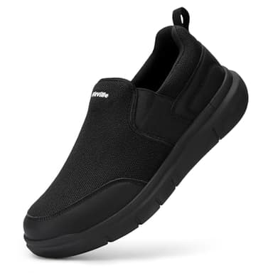 FitVille Slip on Baskets Hommes sans Lacets Chaussures de Marche Extra Larges Respirantes Confortables Sneakers Légères et Antidérapantes 43 EU Large Noir
