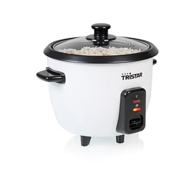 Tristar Cuiseur à Riz 0,6 L, Cuve Intérieure Antiadhésive, Maintien au Chaud et Arrêt Automatique, Format Compact, Avec Gobelet Doseur et Cuillère, 300 W, RK-6142