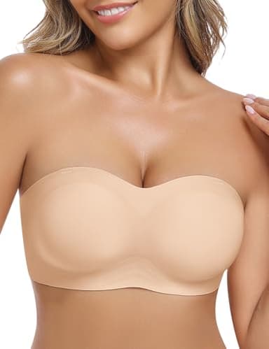 UMIPUBO Soutien Gorge sans Bretelles Femme Push Up Rembourré sans Armature Bandeau Antidérapant Invisible sans Couture Brassiere avec Bretelle Amovible Brassière Tube (Peau, M)