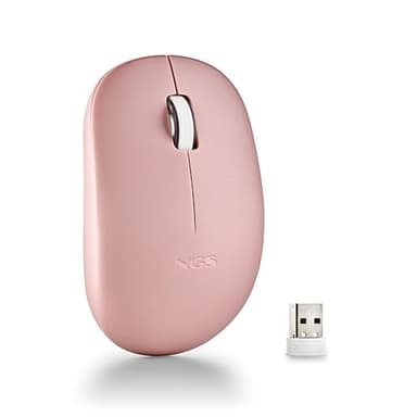 NGS Fog Pro Pink - Souris sans Fil, Souris Optique 1000 DPI, Interface Nano USB, Boutons Silencieux, 2 Boutons et Molette de défilement, Plug and Play, Ambidextre, Couleur Rose