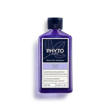 Phyto - Violet - Shampooing Déjaunissant 250ml - Cheveux Blonds Gris Blancs - 90% d'ingrédients d'origine naturelle - Neutralise les reflets - Cheveux doux et brillants - Reflets froids éclatants