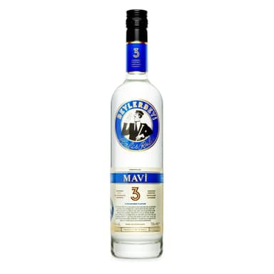 Beylerbeyi - Mavi Raki 70cl | Eau de Vie Turque Aromatisée à l'Anis - 100% Raisins Frais - Sans Sucres Ajoutés | Triple Distillation - Volume d'Alcool 45%