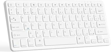 CC Store Clavier sans Fil Bluetooth pour iPad/Pro/Air/Tablette Android, Disposition AZERTY, Mini Clavier sans Fil Rechargeable (USB-C), Silencieux, Ultra-Mince, Léger (Blanc)