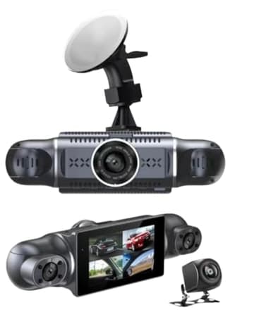 Dashcam Auto sans Fil 4K 360° Avant arrière intérieur,caméra Voiture 360 degrés Surveillance Parking G‑Sensor Boucle Enregistrement