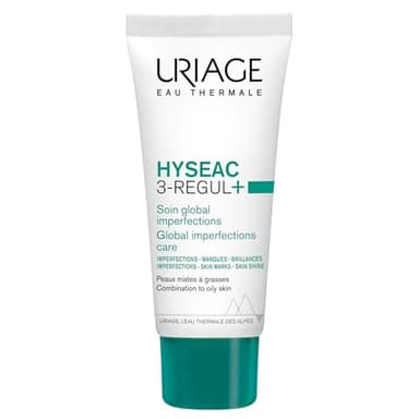 Uriage Hyseac 3-Regul+ Soin Global Anti-Imperfections - 6,8% d'AHA et de Zinc - Réduit les Boutons, Limite les Marques et les Récidives - Rééquilibre le Microbiome Acnéique - Haute Tolérance - 40 ml