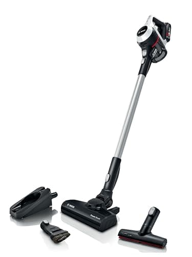 Bosch Electroménager Unlimited 6, BCS611AM, aspirateur Balai Rechargeable sans Fil, autonomie de 30 Min, performant sur différents Types de Sol, Accessoires Inclus, Blanc