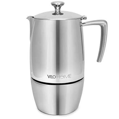 VeoHome Cafetière Italienne inox – Cafetière Moka Induction, Gaz, Céramique Style Expresso (500 mL)