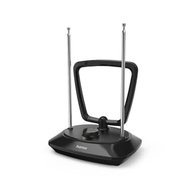 Hama Antenne TV intérieure DVB-T2 Active avec Amplification Réglable, Filtre LTE 5G, Câble coaxiale mâle 2m, Alimentation Via Câble USB-A fourni, Noir