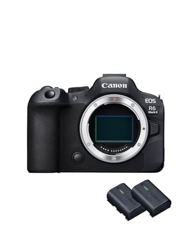 Canon EOS R6 Mark II Appareil Photo Hybride sans Objectif + 2 Batteries (Kit Batterie Supplémentaire) - 24,2 mégapixels, 40 img/s, vidéo 4K 60p, Dual Pixel CMOS Auto Focus II, Noir