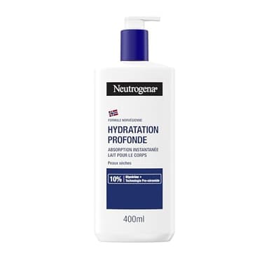 Neutrogena – Lait Corps Hydratation Profonde (flacon-pompe de 400 ml) – Lait pour le corps à absorption rapide pour peaux sèches – Soin corps avec 10% de glycérine et technologie pro-céramide