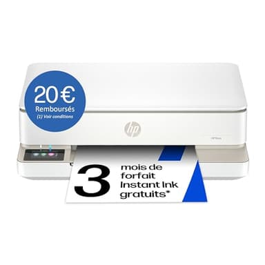HP Envy 6120e, Imprimante Multifonction, Jet d'encre, A4, Couleur, Impression Recto Verso Automatique, Jusqu'à 10 ppm, Wi-FI, Smart, 3 Mois de Forfait Instant Ink Gratuit, Blanche