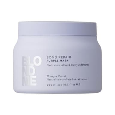 Schwarzkopf Professional BLONDME Bond Repair Purple Mask Masque Capillaire Neutraliser Sous Tons Jaunes Cheveux Colorés Éclaircis Décolorés Profondément Nourrissant Et Renforçant 200 ml