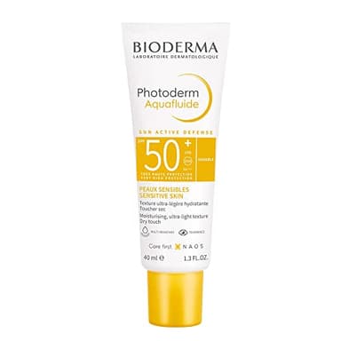 BIODERMA Photoderm Aquafluide SPF50+ Fluide solaire visage, très haute protection UVA et UVB - Soin hydratant et matifiant - Peaux sensibles - Texture rafraîchissante et toucher sec - Tube 40 ml