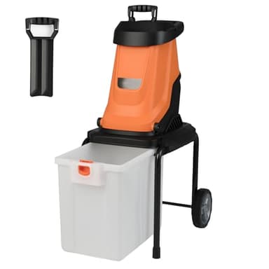 GOPLUS Broyeur Vegetaux et Branches Électrique 2800W, Broyeur Vegetaux avec Bac 50L, Système à Couteaux Tranchant, Mobile avec Roues de Transport, Ratio de Broyage 15:1, pour Déchets de Jardin (Vert)