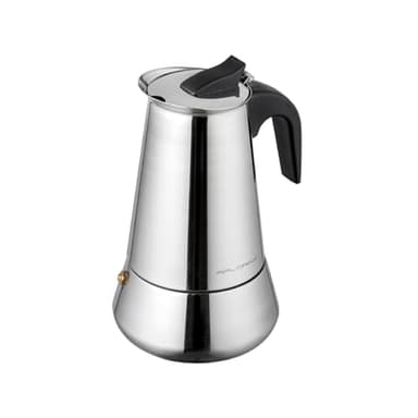 Florina Cafetière Italienne Inox (450 ml) I 9 Tasses I Machine a Cafe Italienne LINDA I Cafetière en Acier Inoxydable I Poignée Profilée I Convient à tous les Types de Cuisinières, Induction