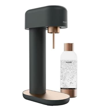 Mysoda Ruby 2 - Machine à eau pétillante design avec une bouteille d'eau en PET (sans cylindre de CO2) - Noir-Cuivre
