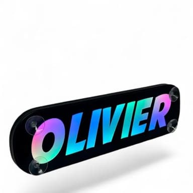 Plaque lumineuse prenom personnalisé 40 x 14 STICK OLIVIER® - Tableau LED plaque routier avec prénom, message, éclairage LED RGBW à ambiance musicale 5v 12v 24v… [Enseigne lumineuse personnalisable]