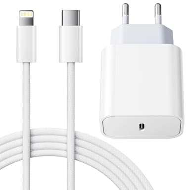 LumFocus 25W Fast Charger for iPhone,【MFi Certified】 Fast Charger for iPhone 14/14 Plus/14 Pro/14 Pro Max/13/12/11/SE/Mini/X/XS/XR SE 8 7 6, USB C Plug and 2M Mains Cable C-to Lightning Wall Adapter