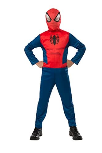 RUBIES - SPIDER-MAN - Marvel officiel - Déguisement pour enfant entrée de gamme rouge et bleu - Taille 3-4 ans. Costume avec combinaison et sa cagoule attache velcro - Pour Anniversaire, Carnaval