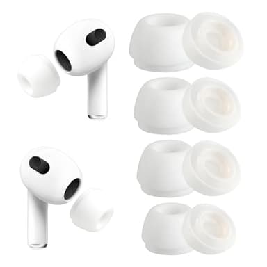 4 Paires d’Embouts d’Écouteurs de Rechange en Silicone Souple, Compatible avec AirPods Pro, AirPods Pro 2, Blanc, Réduction du Bruit, Antidérapants, 4 Tailles au Choix (XS/S/M/L)