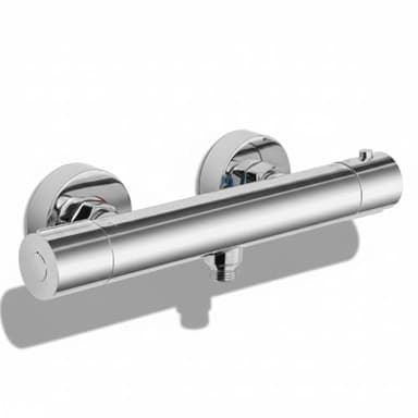 Auralum Mitigeur Douche Thermostatique, Robinet Douche avec Bouton Sécurisé à 38°C Anti-brûlure Mitigeur, Mitigeur pour Douche Murale Alliage, Contrôle de la température, Chromé