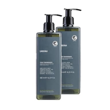 ANYAH - Gel Douche et Shampoing - 2 x 480 ml - Soin Lavant Corps et Cheveux à l'extrait d'ortie blanche - Formule Vegan & Certifiée Ecolabel