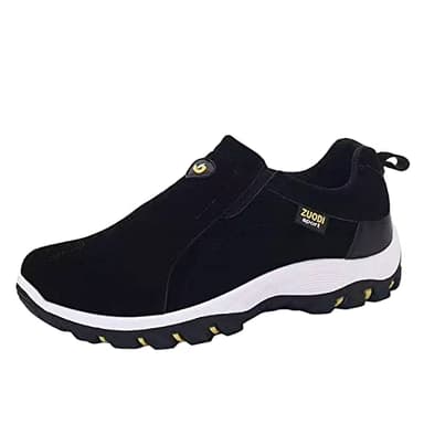NAFING Chaussures Orthopédiques Homme Antidérapante Plateforme Chaussures De Randonnée Homme Cuir Suédé sans Lacets Basket Respirantes Légères Et Confortables Sneakers