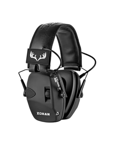ZOHAN 054 Casque Anti Bruit de Tir Electronique avec 4 patch Protection auditive electronique Casque antibruit Reduction du bruit Amplification du son Casque antibruit pour chasse Tir SNR 27dB Noir