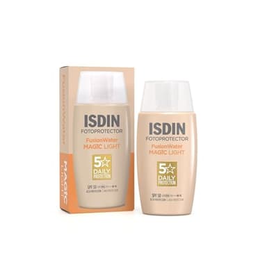 ISDIN Fusion Water MAGIC SPF 50 Light (50 ml) | Crème Solaire Visage Teintée Couleur Naturelle | Ultra-légère, Protection Invisible
