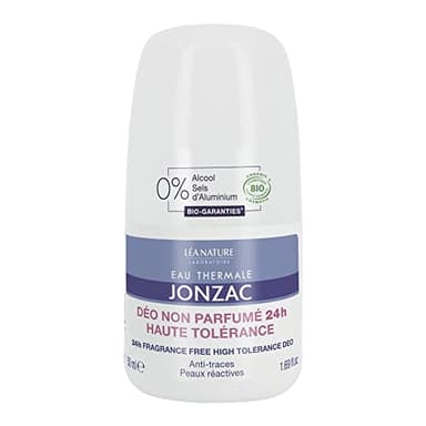 Eau Thermale Jonzac - Déodorant non parfumé 24h haute tolérance - Déodorants Haute Tolérance - Tous types de peaux, même sensibles - Certifié Bio Cosmos Organic - Flacon roll-on de 50 ml