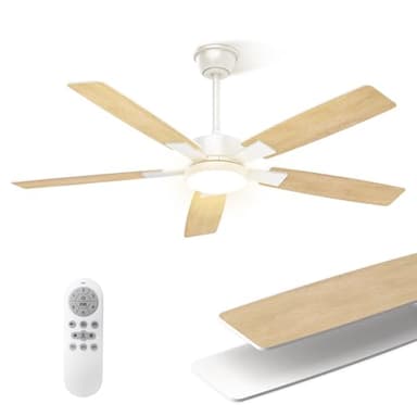Mefine 2 Couleurs Pales Réversibles Ventilateur Plafond avec Lumiere, 132cm Silencieux Plafonnier Ventilateur Plafond Grand avec Telecommande et LED Lampe pour Exterieur Terrasse, Chambre, Salon