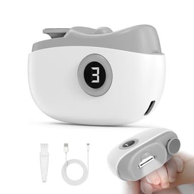 Coupe Ongle Electrique, Coupe-Ongles Électrique avec Lumière LED et Écran Numérique, Ongle Electrique 3 Vitesses avec Polissage Automatiques + Rangement pour Les Résidus D'ongles (Blanc)