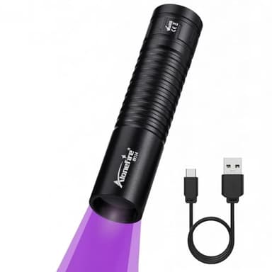 Alonefire SV114 3W Lampe Torche UV LED 365nm Petit Type C USB Rechargeable Lampe Ultraviolet Lumiere Noire Détecteur D'urine pour Resine, Pêche, Scorpion, Minéraux, Ambre avec Batterie Intégrée