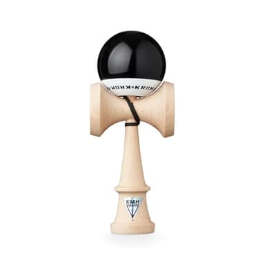 KROM - Kendama Pro Pop LOL Noir - Bilboquet Japonais - Jouet en Bois pour Adulte et Enfant - Pack : Ficelle de Rechange + Stickers offerts
