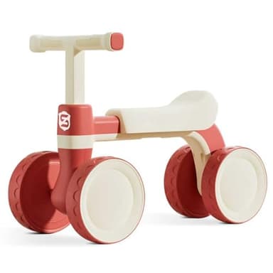 FLY HAWK Draisienne Bebe 1 an, 4 Roues Vélo sans Pédales pour Enfant 12-24 Mois, Premier Vélo d'Equilibre pour Garçon Fille, Cadeau Anniversaire Noel/Rose