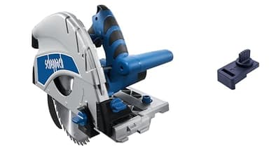 Scheppach Scie plongeante PL75 | Puissance 1600W | Profondeur de coupe 75mm | Lame Ø210mm - 36 dents | Plage d'inclinaison 0° à 45° | Raccord d'aspiration 38mm