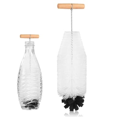 Aihoom Goupillon de 35 cm Compatible avec Les Bouteilles en Verre Sodastream, Idéal pour Enlever Saleté Tenace sans Rayures, Brosse de Nettoyage avec Ajustement Parfait (Noire)