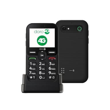 DORO - Téléphone Doro Leva E10 4G Pour Seniors - Écran Paysage 2,4", Touches Contrastées, Son Extra Fort & Clair, HD Voice, Caméra, Touche Doro Secure - Avec Station De Recharge - Noir