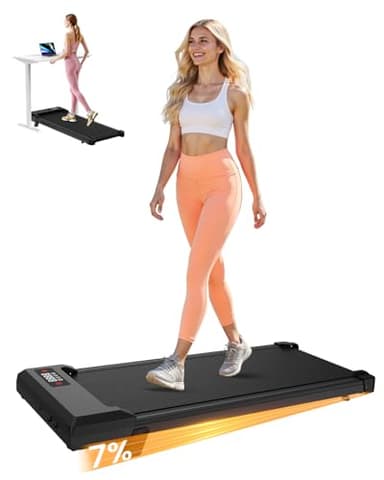 Tapis de Course Pliable & Marche 3 en 1 avec Pente 7% – Tapis Roulant sous Bureau Silencieux (Moteur 2,5CV, 1-8 km/h) – Charge 130kg, Système Anti-Choc – pour Maison & Appartement (Noir Charbon)