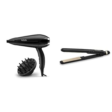 BaByliss Lisseur Ceramic Straight 230 avec Plaques Céramique et Multi-Voltage ST089E & Sèche-Cheveux Turbo Smooth 2200 avec Technologie Ionique et Céramique