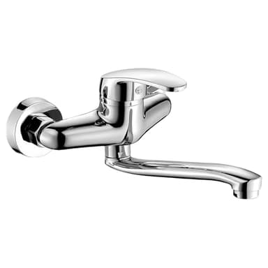 GBKDQQ - Robinet mural de cuisine - Robinet de cuisine - Pivotant à 360° - Mitigeur monocommande froid et chaud - Montage mural - Bras pivotant de 25 cm - Argent/Noir