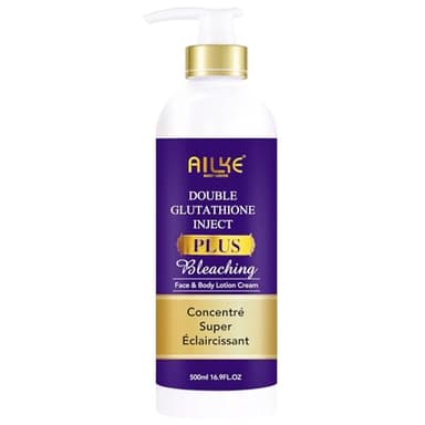 Lotion Blanchissante Corps Double Glutathione AILKE, Élimine Taches Brunes, Hydrate, Lisse Peau, Unifie Teint, 500ml (1 bouteille)