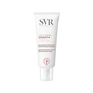SVR - Cicavit+ Crème SPF50+ - Soin réparateur apaisant anti-marques - Pour peaux abîmées, irritées, post-actes dermatologiques - Niacinamide, filtres UVA/UVB/IR, antioxydants - 40 ml